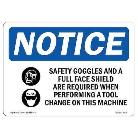 Signmission OSHA Sign, Safety Goggles And Full Face With Symbol, 14in X 10in Aluminum, 14" W, 10" H, Landscape OS-NS-A-1014-L-18205